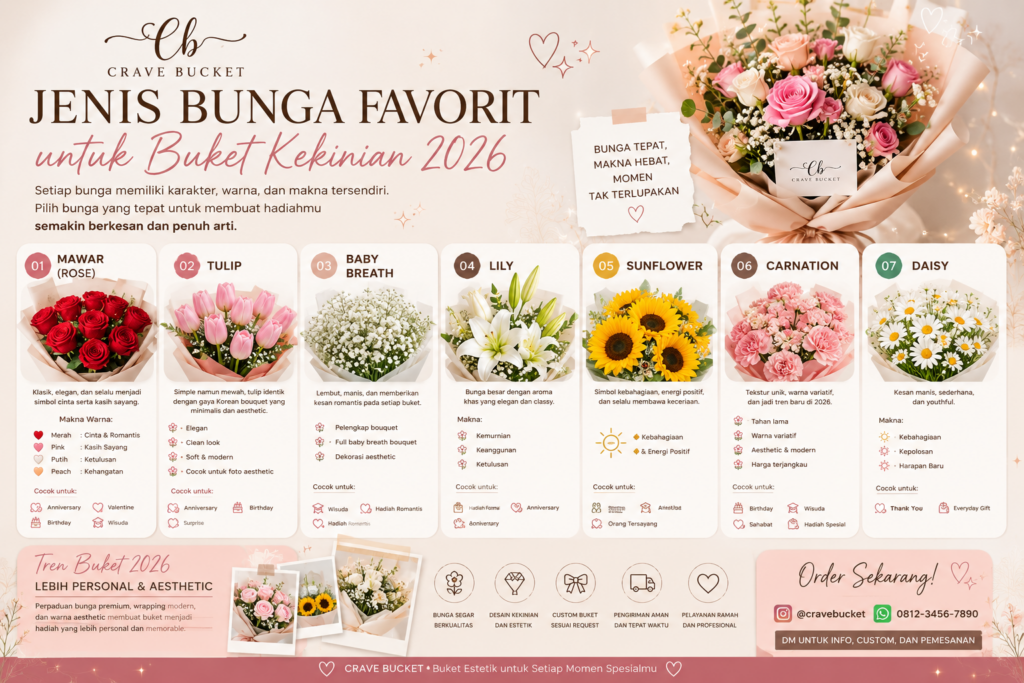 Jenis Bunga Favorit untuk Buket Kekinian 2026 chatgpt image may 19, 2026, 11 27 15 am